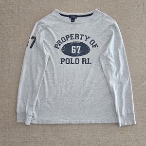Polo by Ralph Lauren Light Gray Graphic Long Sleeve Tee